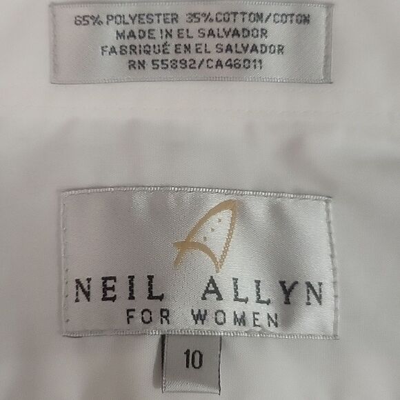 Neil Allyn For Women Classic White Women's Tuxedo Dress Shirt, Size 10 - Picture 3 of 4